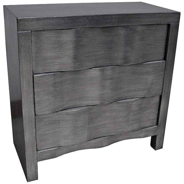 Image 1 Baxter 30 inch Wide Brushed Silver Leaf 3-Drawer Accent Table