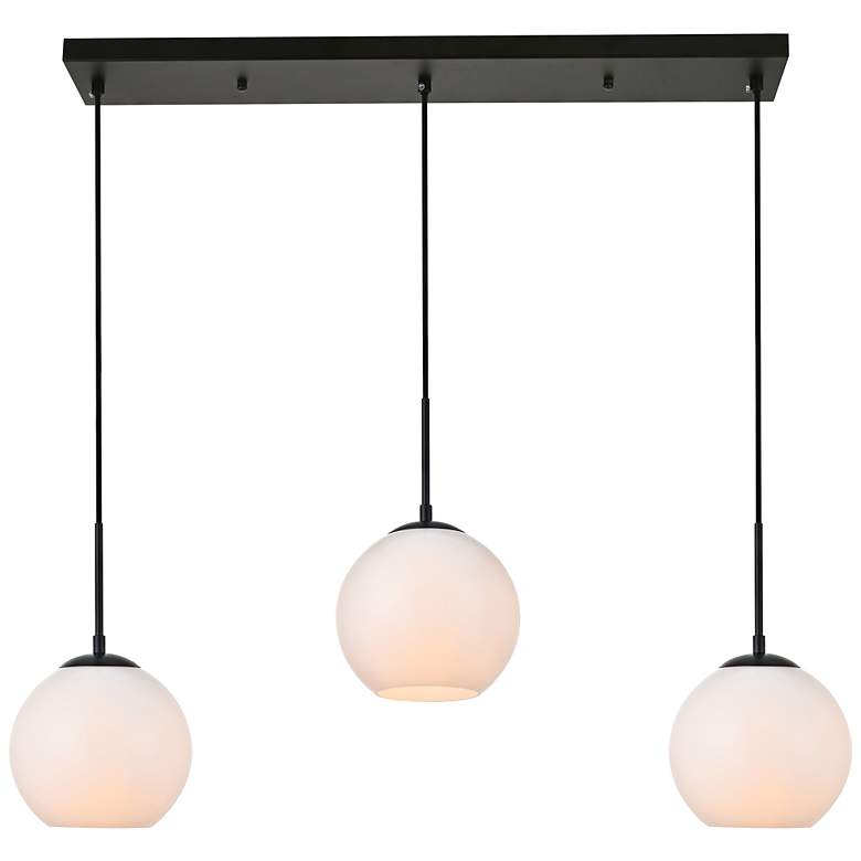 Image 3 Baxter 36" Wide Black Multi-Light Pendant w/ Frosted Glass