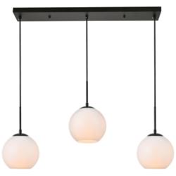 Baxter 36" Wide Black Multi-Light Pendant w/ Frosted Glass