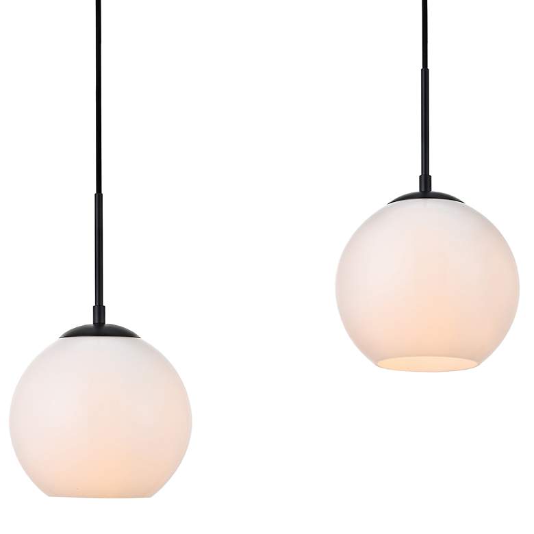 Image 4 Baxter 36" Wide Black Multi-Light Pendant w/ Frosted Glass more views