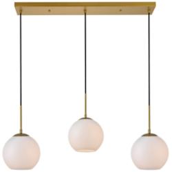 Baxter 36" Wide Brass Multi-Light Pendant w/ Frosted Glass