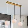 1_Baxter 36" Wide Brass Multi-Light Pendant w/ Frosted Glass