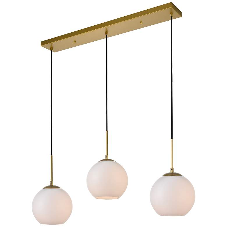 Image 4 Baxter 36" Wide Brass Multi-Light Pendant w/ Frosted Glass more views
