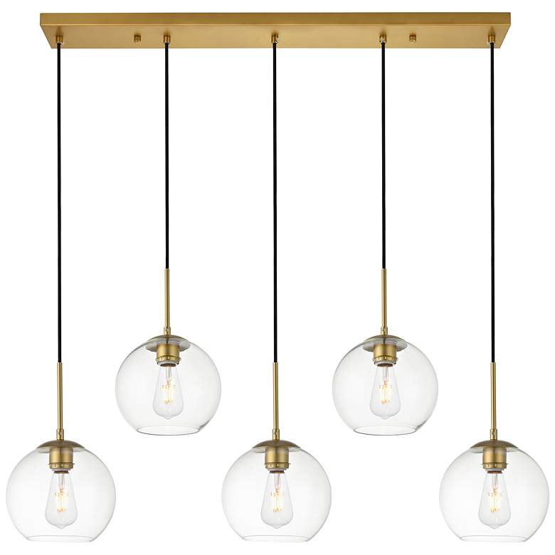 Image 2 Baxter 41 3/4" Wide Brass 5-Light Linear Pendant