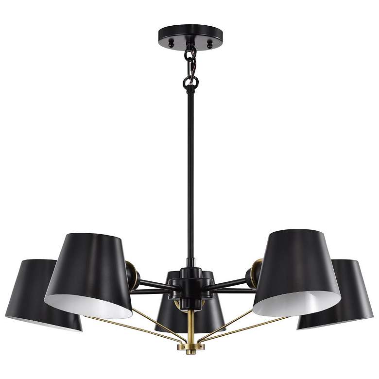 Image 1 Baxter; 5 Light Chandelier; Black with Burnished Brass