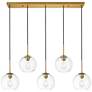 Baxter 5 Lts Brass Pendant With Clear Glass