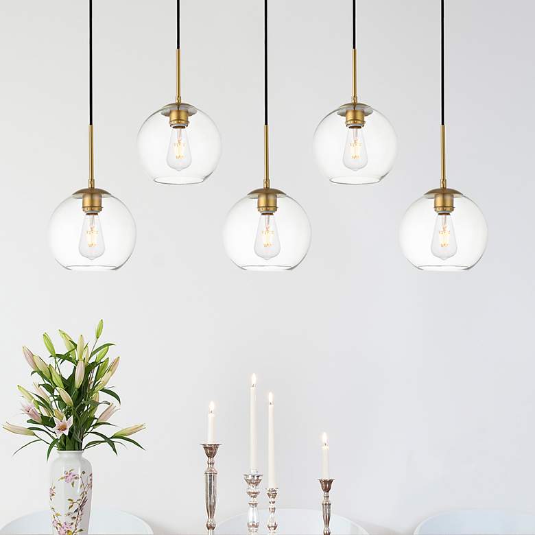 Image 1 Baxter 5 Lts Brass Pendant With Clear Glass