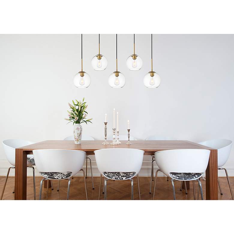 Image 3 Baxter 5 Lts Brass Pendant With Clear Glass more views