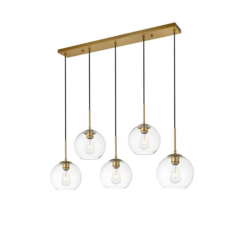 Image 4 Baxter 5 Lts Brass Pendant With Clear Glass more views