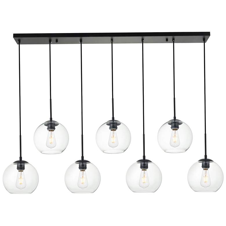 Image 2 Baxter 54" Wide Black and Clear Multi Light Pendant