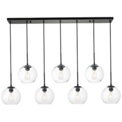Baxter 54" Wide Black and Clear Multi Light Pendant