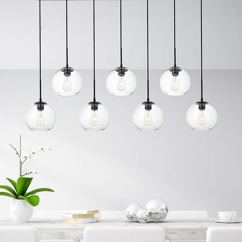 Image 1 Baxter 54" Wide Black and Clear Multi Light Pendant