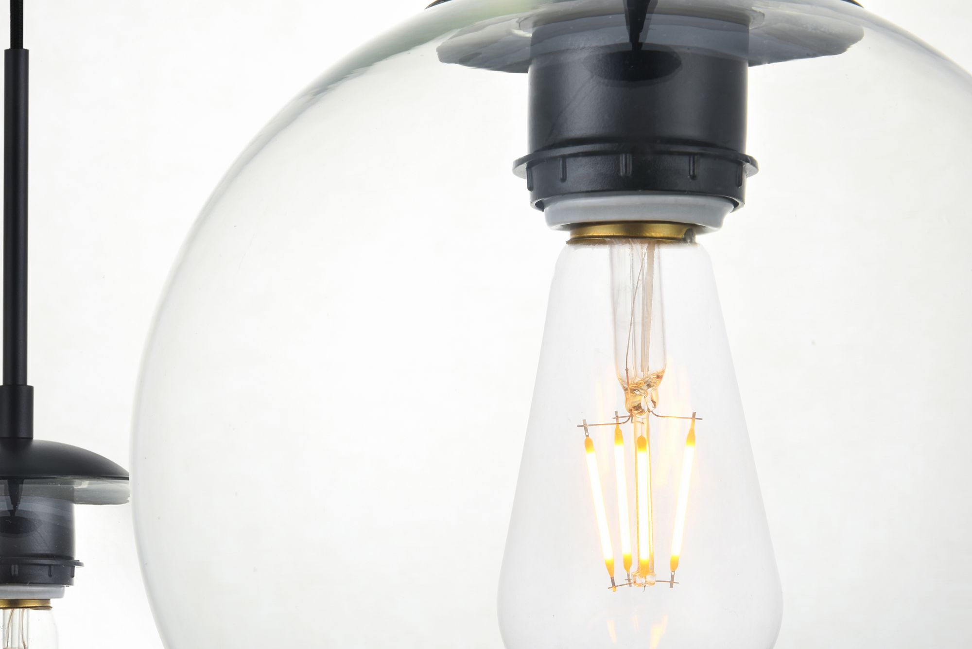 Baxter 54" Wide Black and Clear Multi Light Pendant