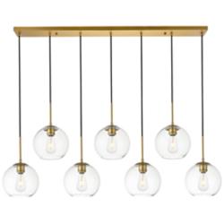 Baxter 54" Wide Brass and Clear Glass Multi-Light Pendant
