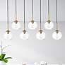 Thumbnail2 of Baxter 54" Wide Brass and Clear Glass Multi-Light Pendant