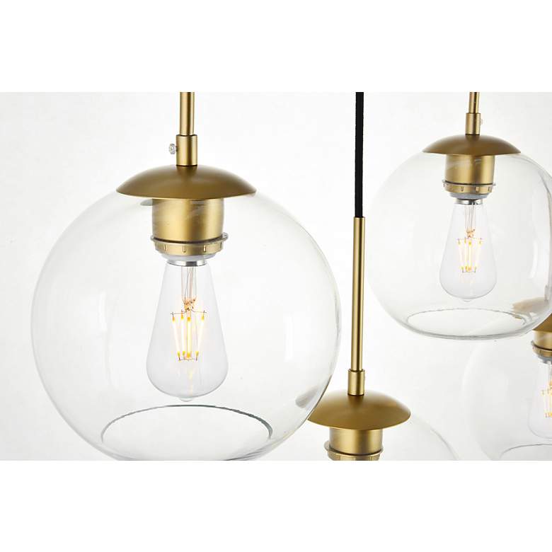 Image 7 Baxter 54" Wide Brass and Clear Glass Multi-Light Pendant more views