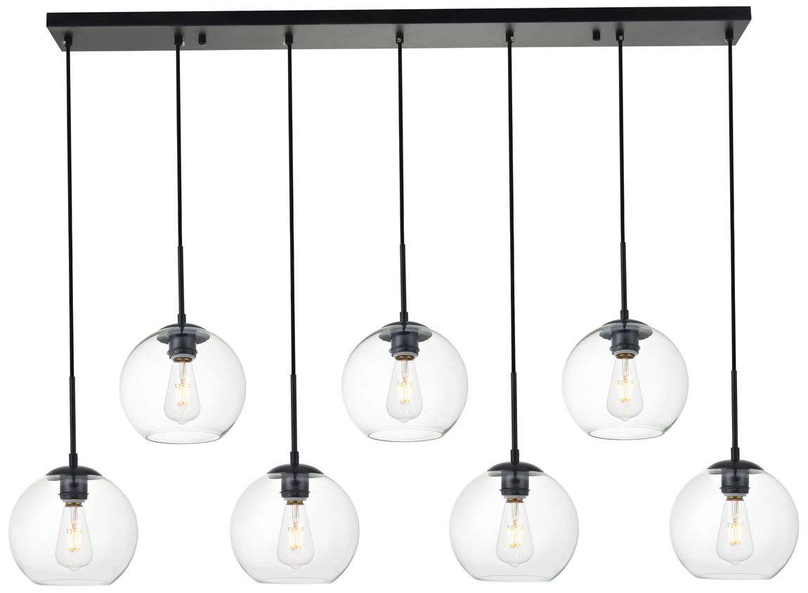 Baxter 7 Lts Black Pendant With Clear Glass 862G5 Lamps Plus