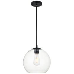 Baxter 9 3/4" Wide Black and Clear Glass Mini Pendant