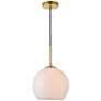 1_Baxter 9 3/4" Wide Brass Mini Pendant w/ Frosted White Glass