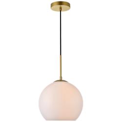 Baxter 9 3/4" Wide Brass Mini Pendant w/ Frosted White Glass