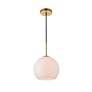 3_Baxter 9 3/4" Wide Brass Mini Pendant w/ Frosted White Glass more views