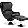 Baxter Black Faux Leather Modern Lounge Chair and Ottoman