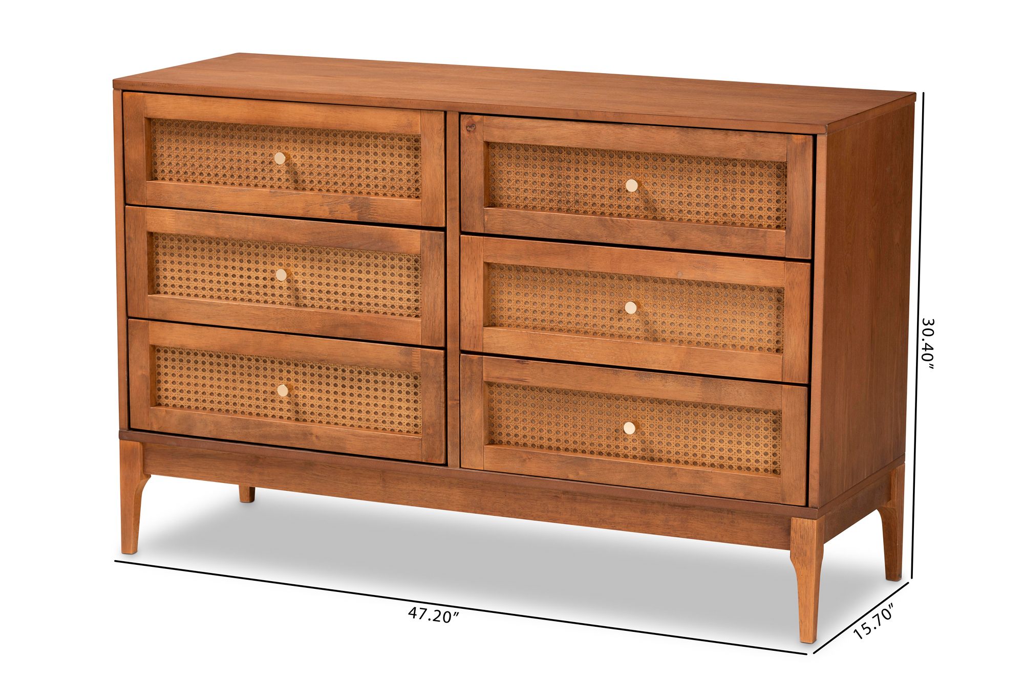 Baxton Ramiel 47 1/4" Wide Natural Wood and Rattan Modern Dresser