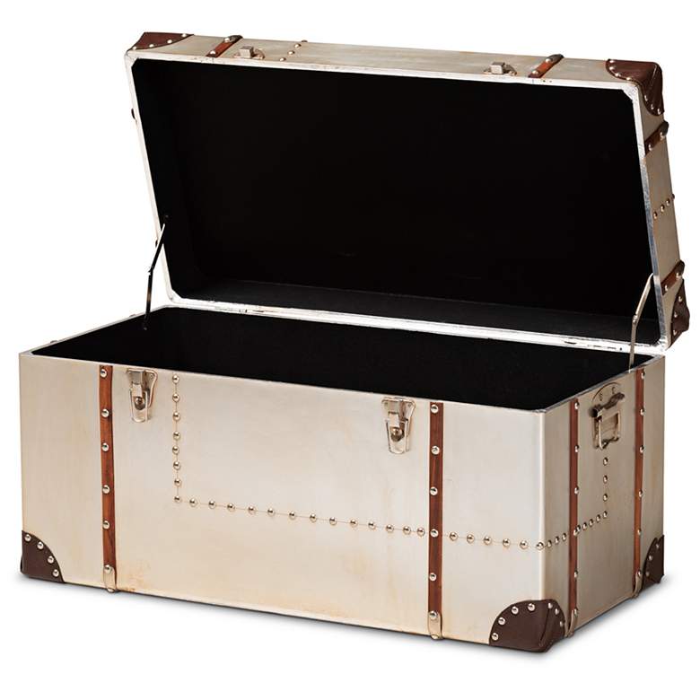 Image 2 Baxton Studio 32" Wide Bechet Silver Metal Storage Trunk more views