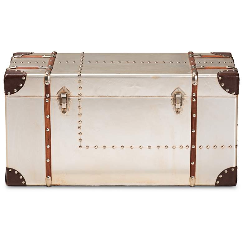 Image 3 Baxton Studio 32" Wide Bechet Silver Metal Storage Trunk more views