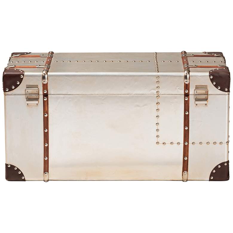 Image 5 Baxton Studio 32" Wide Bechet Silver Metal Storage Trunk more views