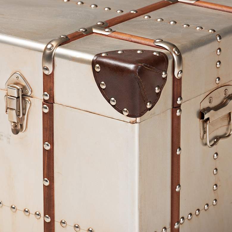 Image 6 Baxton Studio 32" Wide Bechet Silver Metal Storage Trunk more views