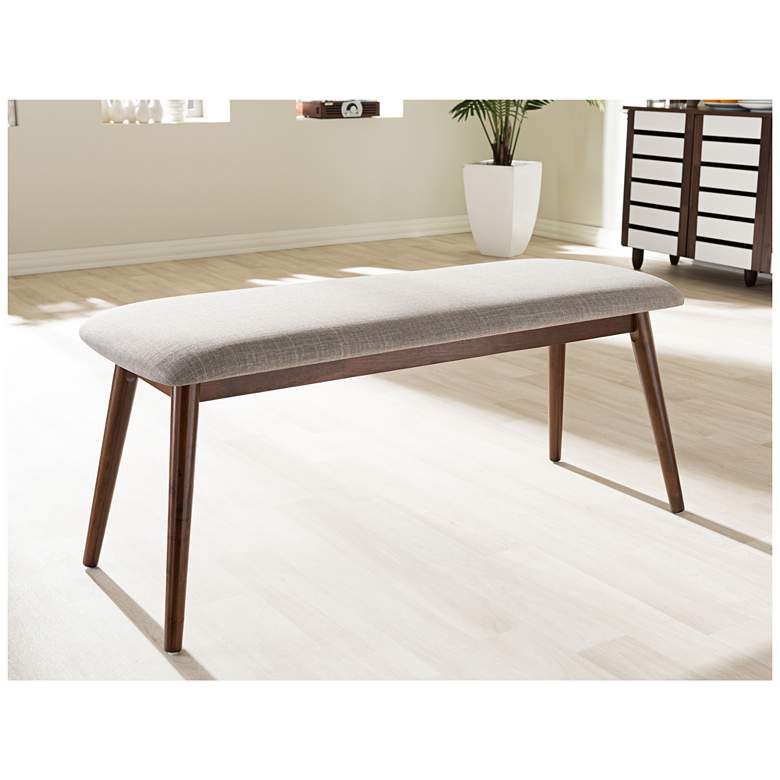 Image 1 Baxton Studio 41" Wide Flora Gray and Oak Wood Dining Bench
