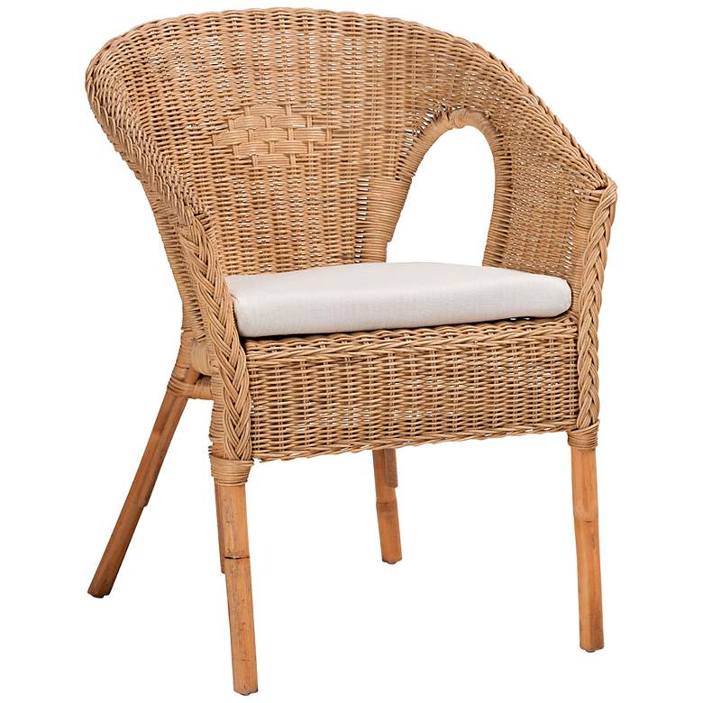Image 2 Baxton Studio Abbey Natural Brown Rattan Dining Armchair