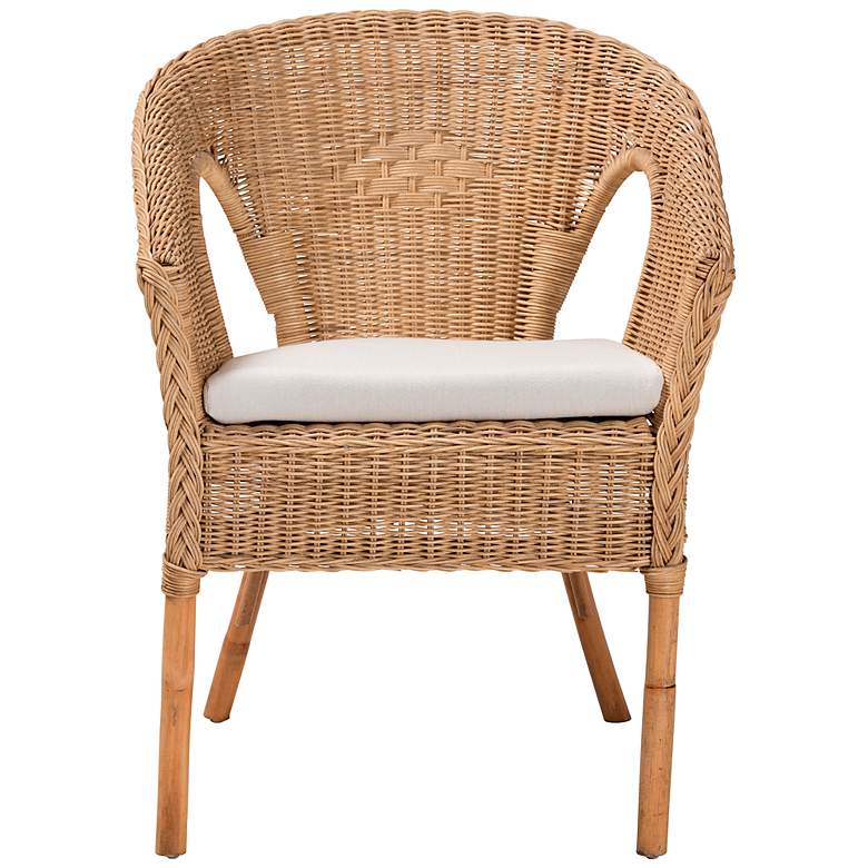 Image 6 Baxton Studio Abbey Natural Brown Rattan Dining Armchair more views