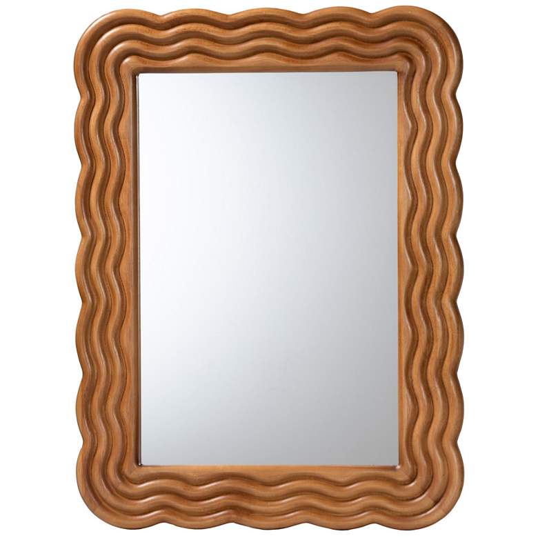 Image 1 Baxton Studio Acantha Modern Walnut Brown Scallop framed Accent Mirror