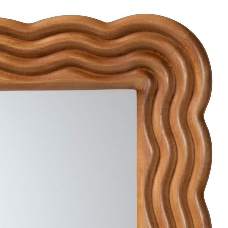 Image 3 Baxton Studio Acantha Modern Walnut Brown Scallop framed Accent Mirror more views