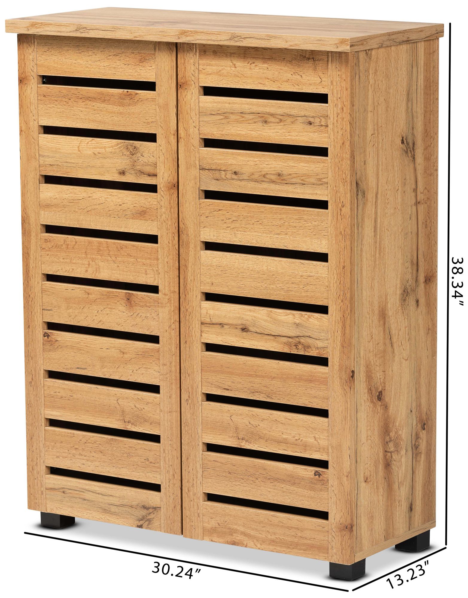 Baxton Studio Adalwin 30 1/4"W Oak Brown 2-Door Shoe Cabinet in scene