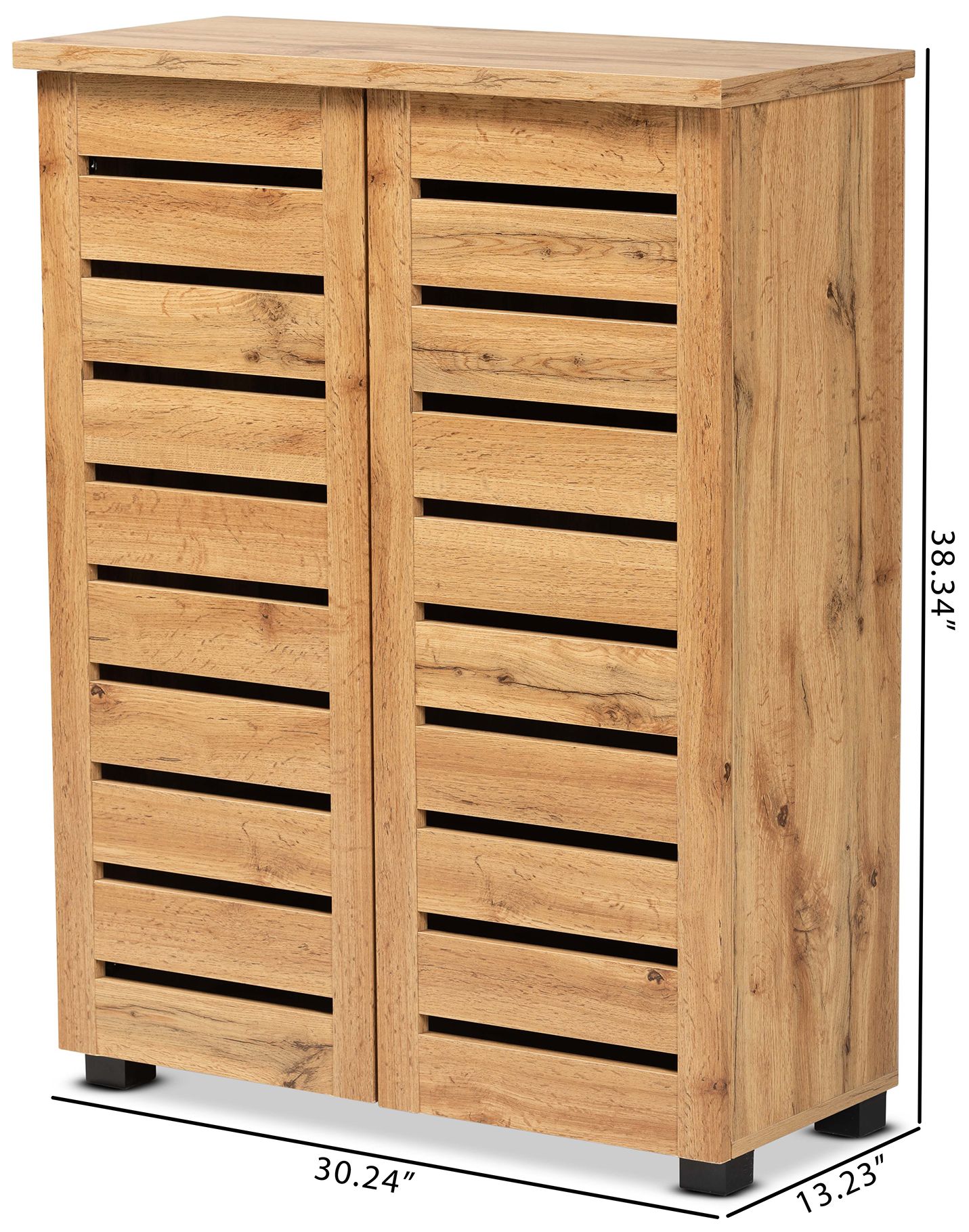 Baxton Studio Adalwin 30 1/4"W Oak Brown 2-Door Shoe Cabinet in scene