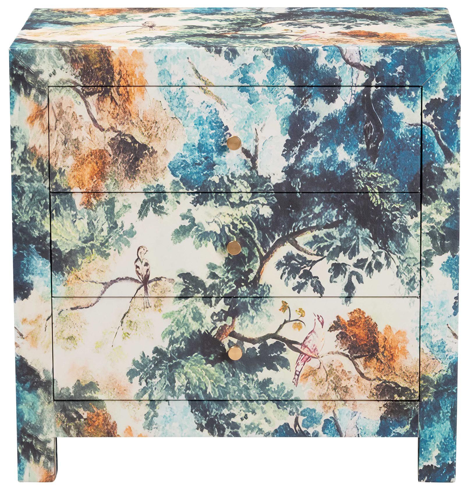 Image 4 Baxton Studio Adeline End Table with Printed Nature Motif - 3 Drawer more views