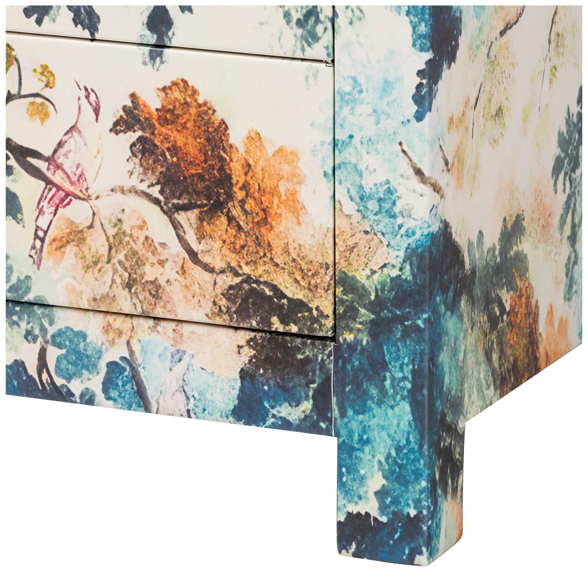 Baxton Studio Adeline End Table with Printed Nature Motif - 3 Drawer