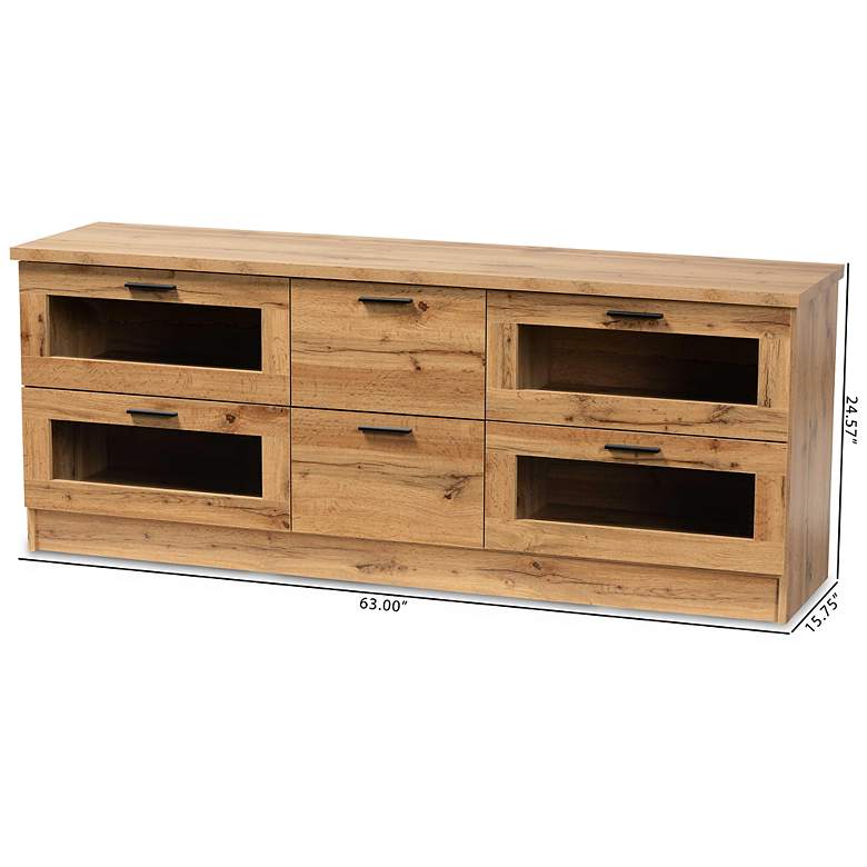 Image 7 Baxton Studio Adelino 63 inch Wide Oak Brown 2-Drawer TV Stand more views