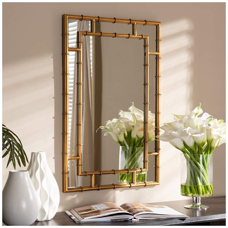 Image 2 Baxton Studio Adra Gold Finished Bamboo Accent Wall Mirror more views