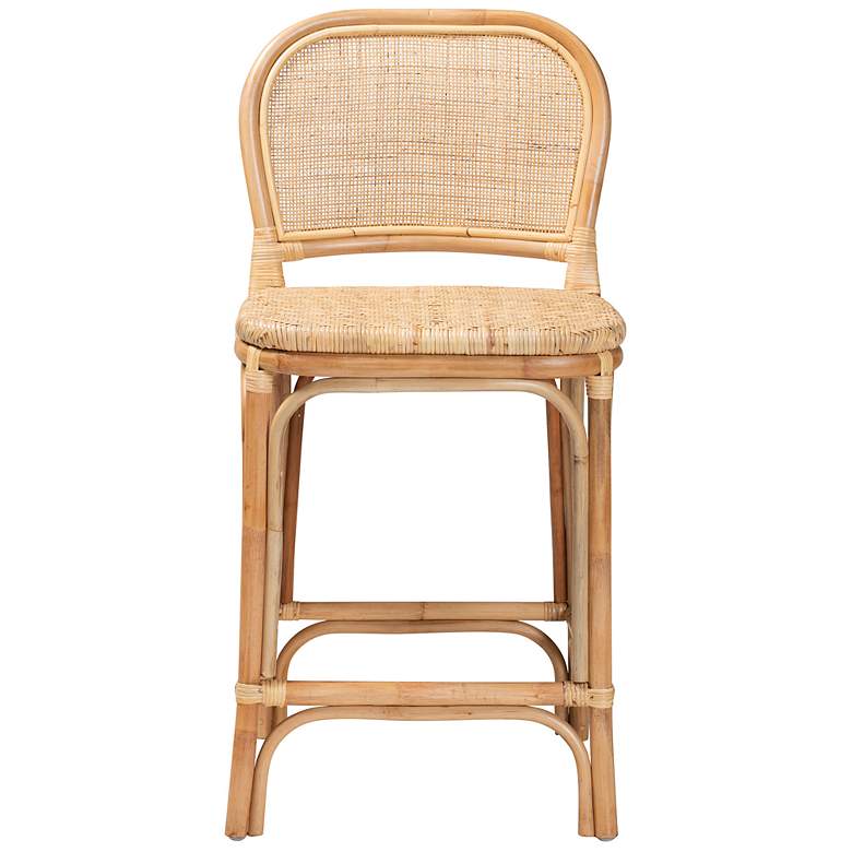 Image 6 Baxton Studio Adrena 26" Natural Brown Rattan Counter Stool more views