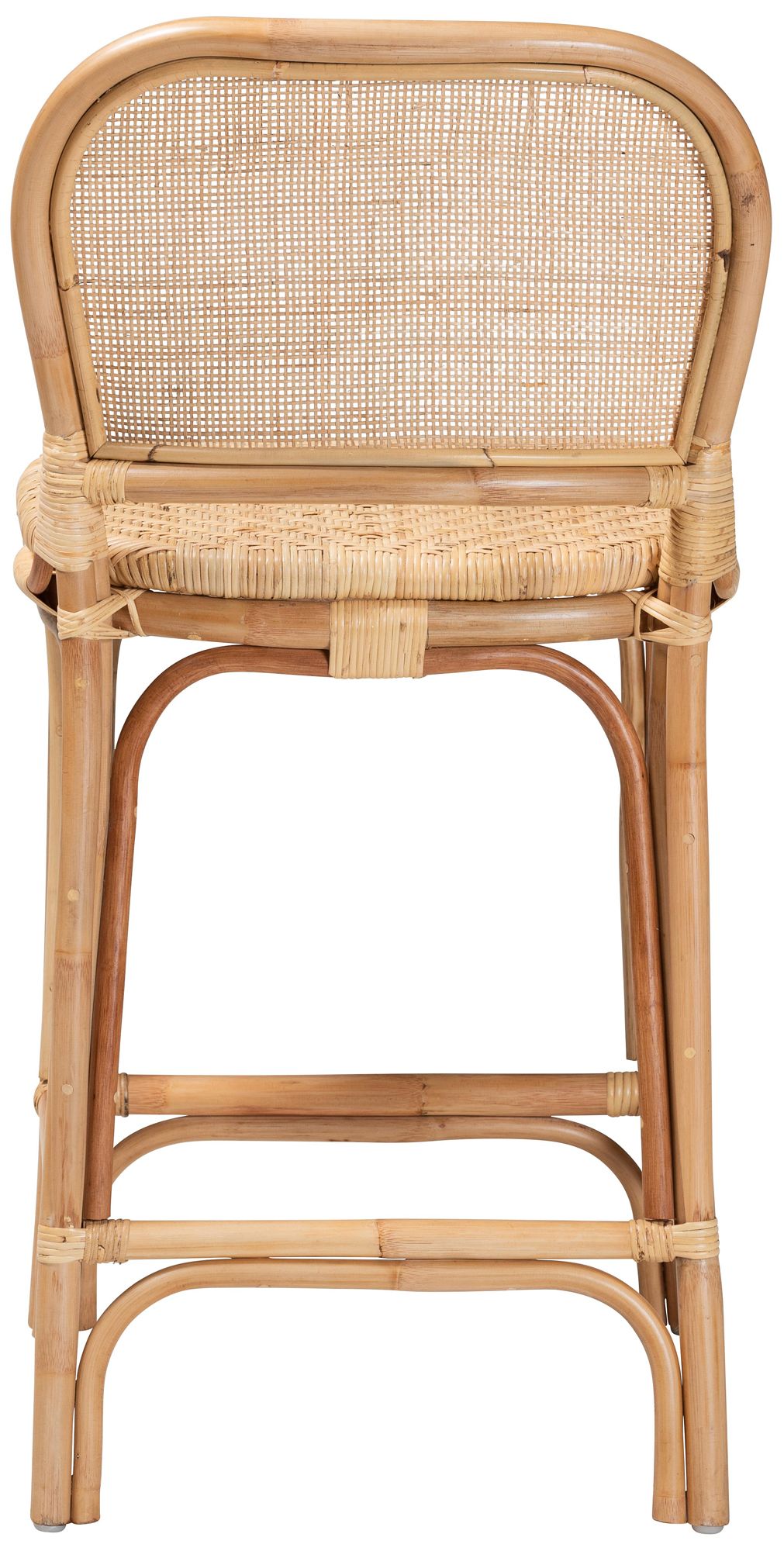 Baxton Studio Adrena 26" Natural Brown Rattan Counter Stool