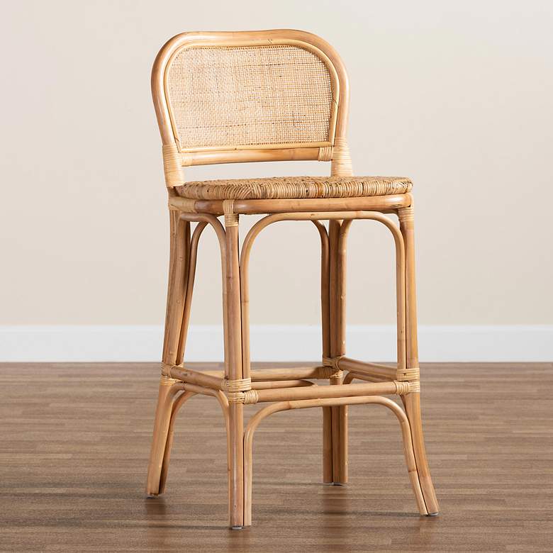 Image 1 Baxton Studio Adrena 30 inch Natural Brown Rattan Bar Stool