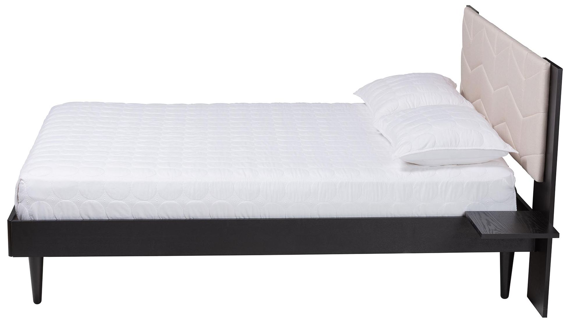 Image 3 Baxton Studio Adriano Beige Fabric Queen Size Bed w Built-In Side Tables more views