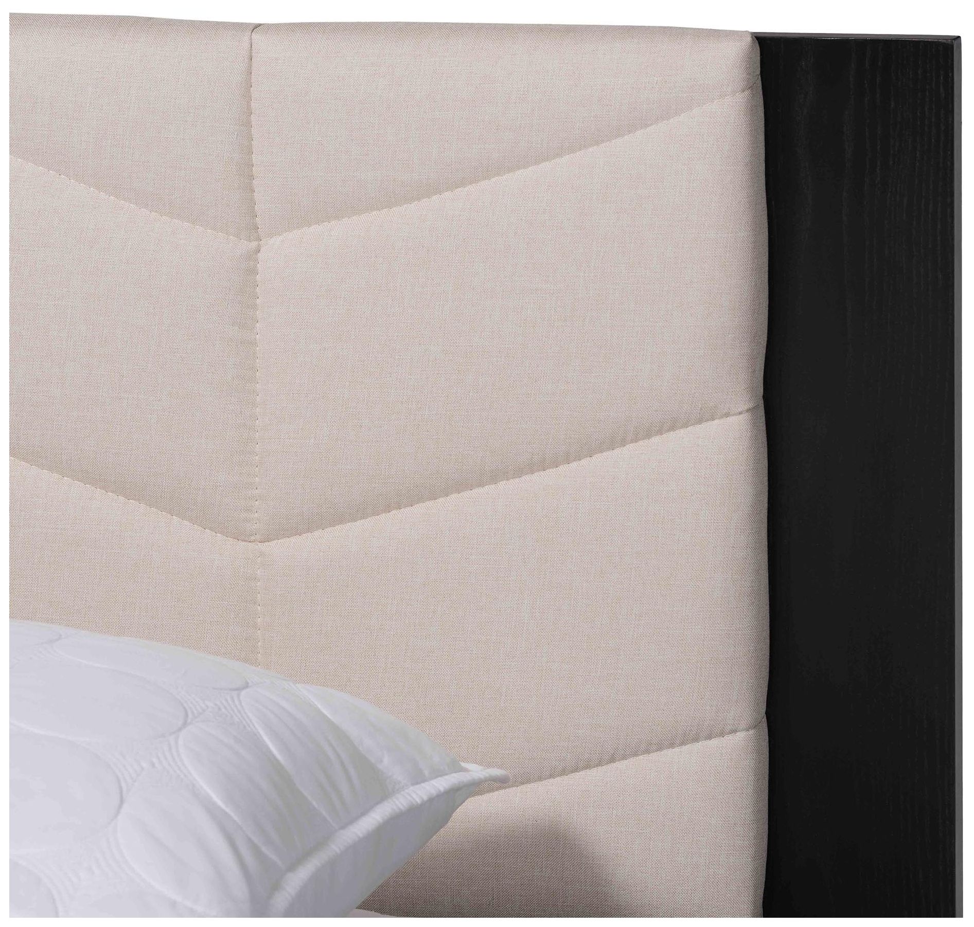 Image 5 Baxton Studio Adriano Beige Fabric Queen Size Bed w Built-In Side Tables more views