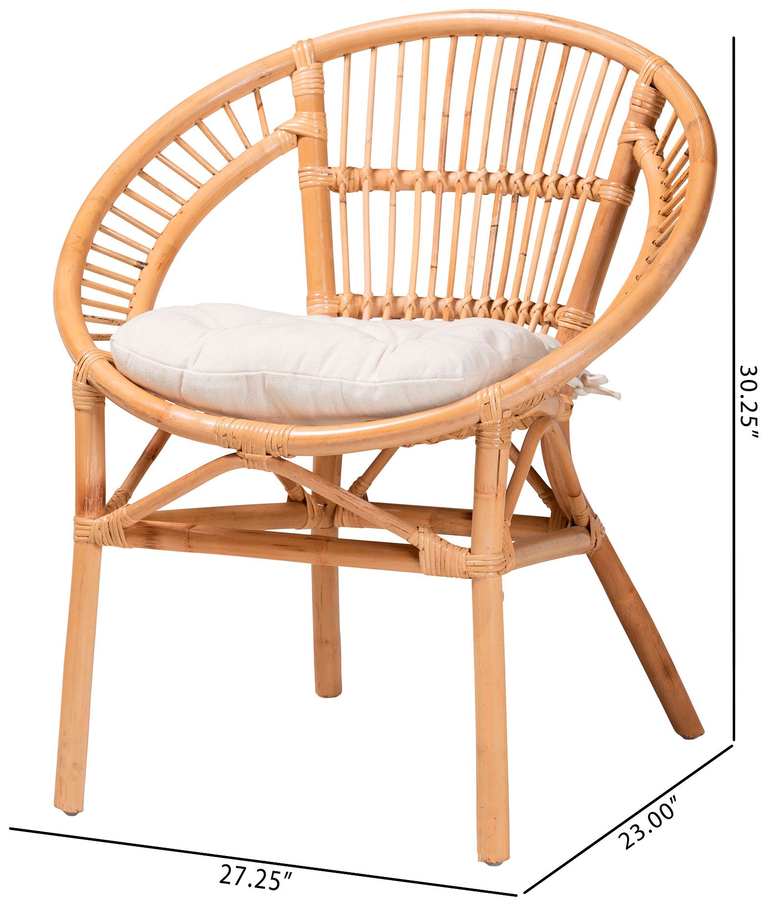 Baxton Studio Adrina Modern Bohemian Natural Brown Rattan Dining Chair