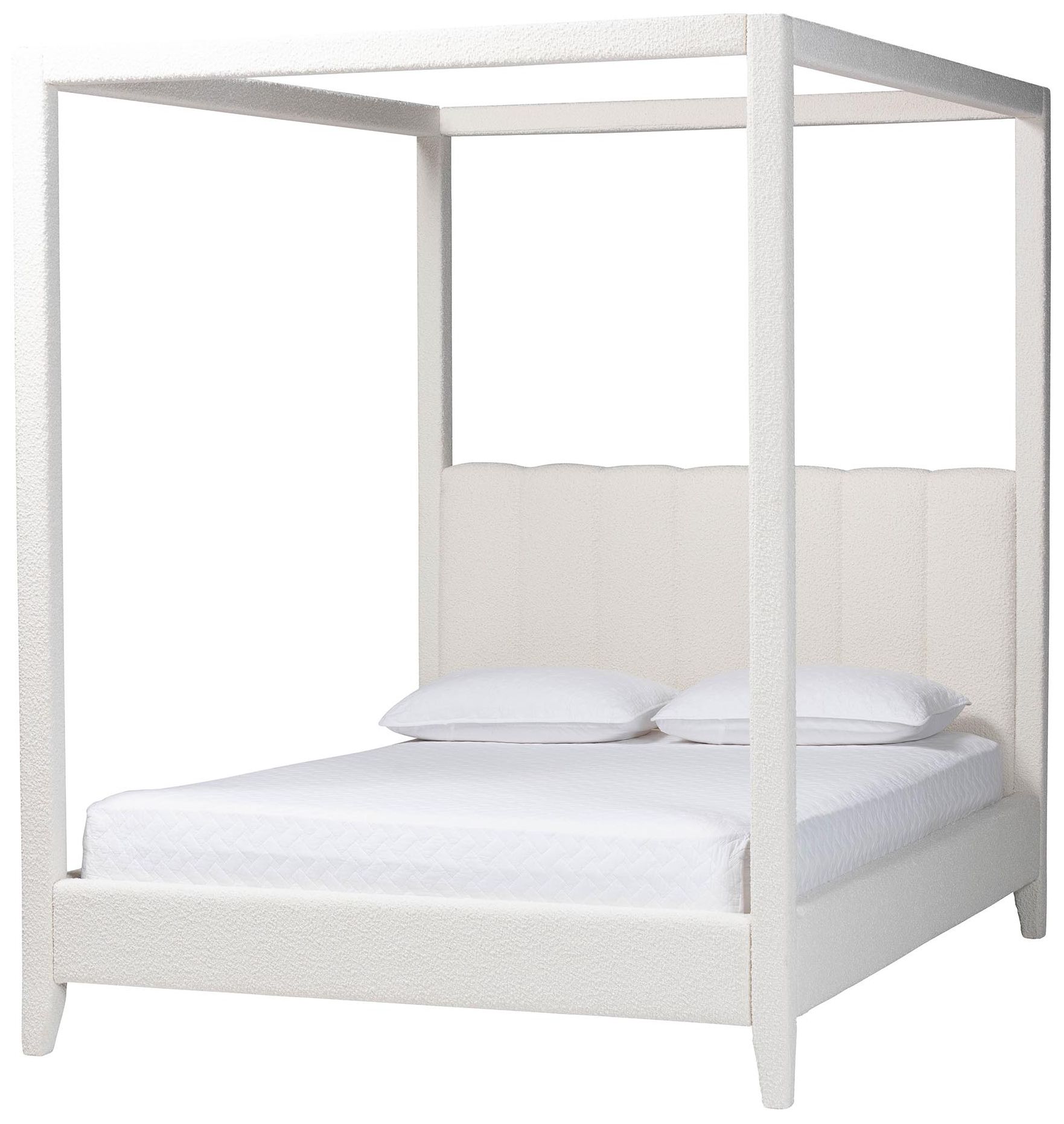Image 2 Baxton Studio Aerona Boucle Upholstered Canopy Bed, Cream, Queen