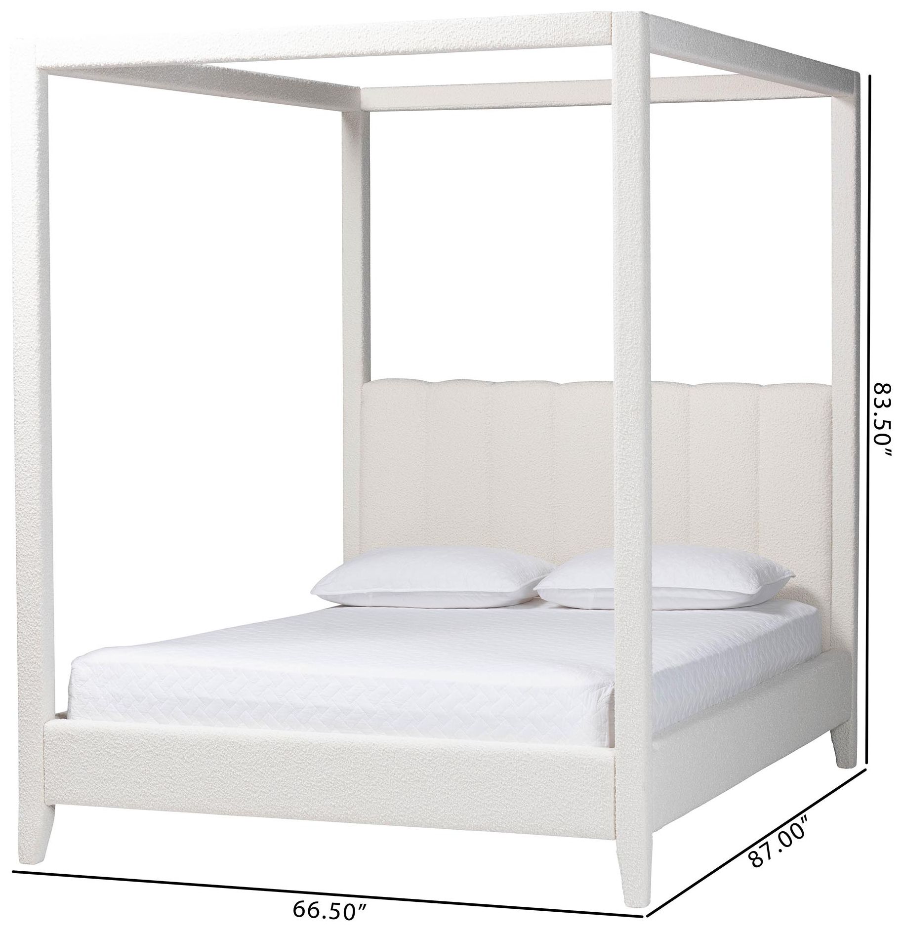 Baxton Studio Aerona Boucle Upholstered Canopy Bed, Cream, Queen